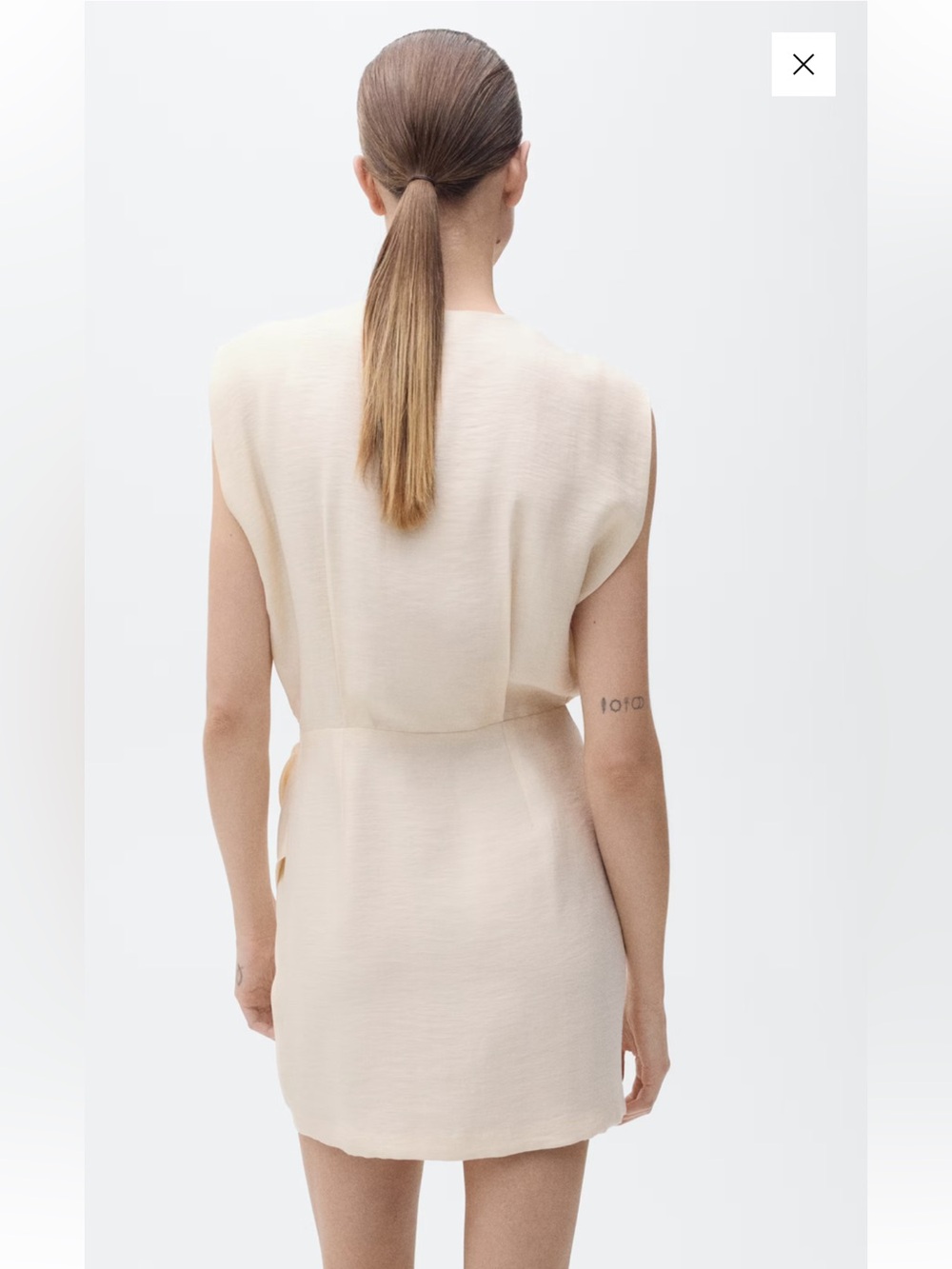 Mango Cream Sleeveless Wrap Mini Dress - Picture 3 of 7